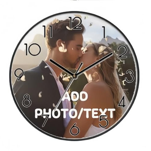 CustomizeFactory Custom Wall Clock with Pictures, Personalized Wall Clock, 8 Inch x 8 Inch, Custom Color, Living Room Decoration