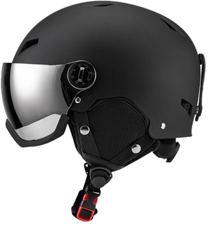 rockible Snowboard Helmet Snow Ski Helmet for Men Women Snow Helmet Ski Helmet with Goggles, M Black