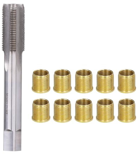10pcs M14 X 1,25 Gewindeeinsätze, X 1,25 TAP -Kit für die Reparatur der Benzinmotor -Zündkerze. Edelstahleinsätze, Hochgeschwindigkeitsstahlhahn, Allgemeine Größe für 14 Mmx1,25