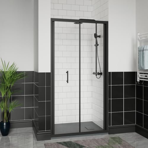 Aquariss 1100x700mm Black Bifold Shower Door Enclosure with Shower Tray