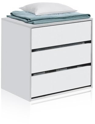 duehome | Cajonera Armario, Cómoda con Tres cajones, Modelo Vera, Acabado en Blanco Mate, Medidas: 60 cm (Ancho) x 57 cm (Alto) x 44 cm (Fondo)