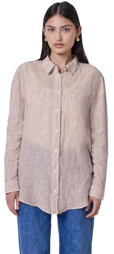 Street One Studio dam randig linneskjorta blus, Sienna Brown, 40