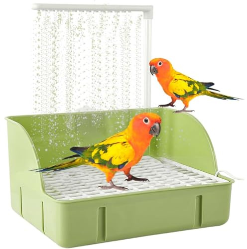 Indoor Bird Bath, Automatic Parrot Shower Bath with Pump, Automatische Vogel Badewanne, Vogel Wellensittich Badewanne, Papageien Badebrunnen Großes Behälter Vogelbad Badewanne Für Wellensittiche