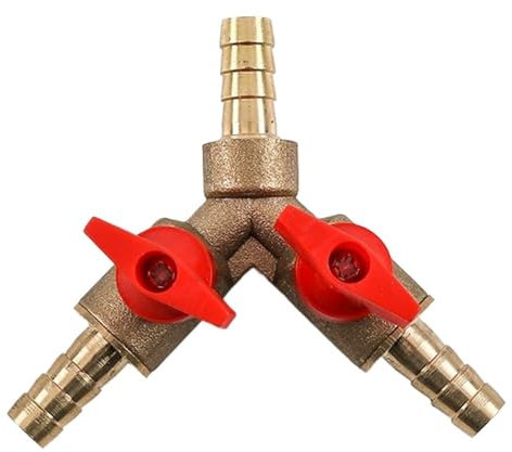 XIAOGYYE 8/10/12Mm Y Type Hose Barb Three 3 Way Brass Shut Off Ball Valve Pipe Fitting Connector Adapter for Fuel Gas Water Oil Air/12Mm/ Size
