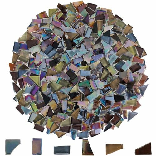 Yazikisa 500g Kristall Mosaik Fliesen Glasfliese Unregelmäßige Glas Mosaiksteine Kristallfliese Glasstücke für handgemachtes Dekor Blumentöpfe Teller Vasen Schwarz Serie