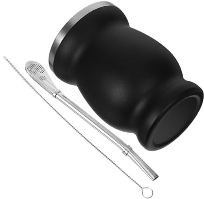 TOPPERFUN 1 Juego Taza Inoxidable de Doble Mate Jarra Aislante de Moderno con Accesorios de Cepillo y Pajita Uso Casa y Oficina
