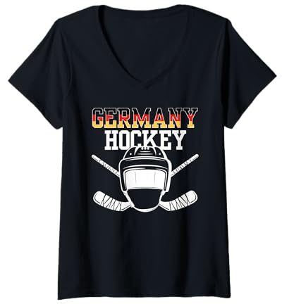 Damen Deutschland Eishockey Fans Trikot Support Deutsche Hockey T-Shirt mit V-Ausschnitt