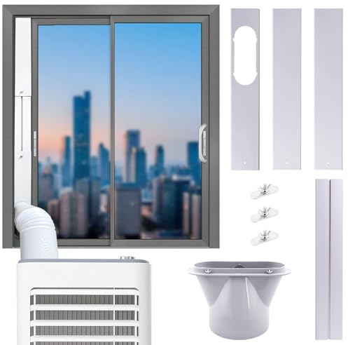 Fensterabdichtung Für Mobile Klimageräte, 4 Stück Klimaanlage Fensterabdichtung Rolladen Mit 150mm Klimaanlage Schlauch Adapter, Abluftschlauch Fensterdurchführung, Kein Bohren(C)