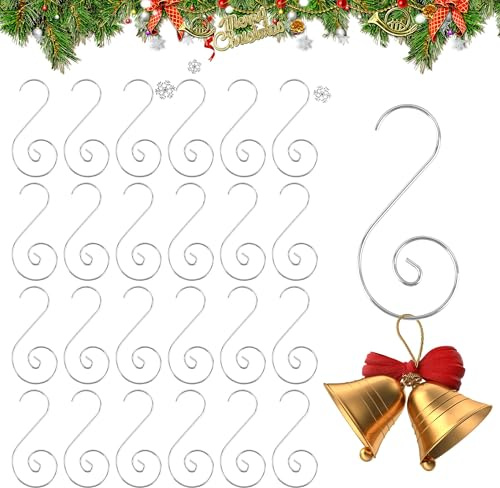 Weihnachtskugel Ornament Haken, Ornamenthaken Für Christbaumschmuck, 100 Stück Ornament Haken, 50 Mm Silber, Metall Dekoration S Haken Für Hängende Xmas Baum Dekoration, Xmas Party Dekoration