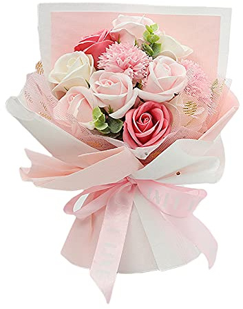 OUOULAJY Ramo de jabón de clavel, decoración de flores, regalo para el día de San Valentín, color rosa B