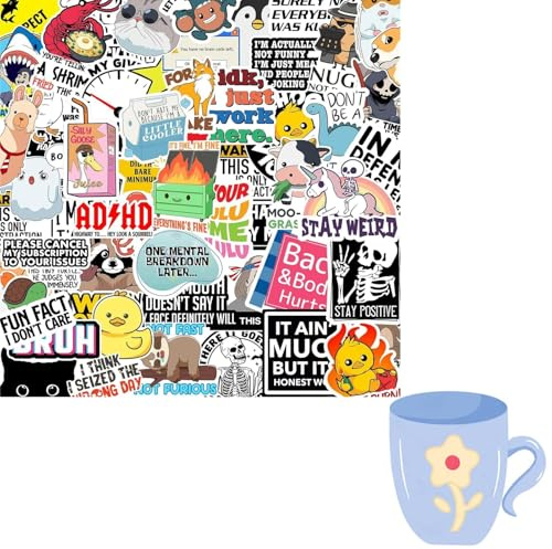 130 PCS Funny Stickers for Adults,Cute Stickers,Laptop Stickers,Animal Stickers,Waterproof Stickers,Skateboard Stickers,Meme Stickers,Luggage Stickers,Unique Design Sticker Pack for Teens & Adults