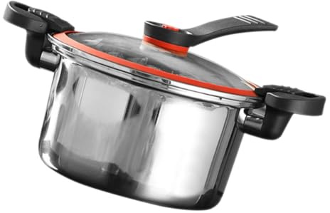 VICASKY Pentola a Pressione in Acciaio Inossidabile 24 Cm 3,5l Antiaderente Pentola Per Cottura Lenta Doppio Manico Per Uso Domestico Su Piani a Induzione e a Gas