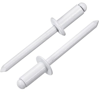 QUARKZMAN 100 Stück Blindnieten 3/16x3/8 Aluminium Nieten, Popnieten Mit Greifer Und Stahl-Dorn Domkopf-Langnieten Für Metall Möbel Automobilbau Weiß