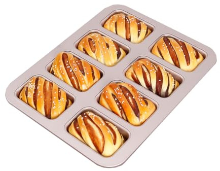 CANDeal Mini Moldes Para Hornear Pan De 8 Cavidades, Molde Pequeño Antiadherente Para Pan De Maíz, Moldes Pequeños Para Pan De Plátano