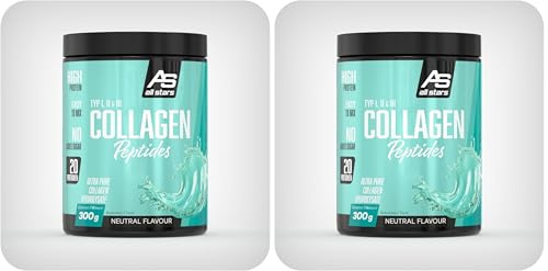 ALL STARS TYP I, II & III COLLAGEN PEPTIDE – das Eiweißsupplement für Haut, Haare, Nägel, Gelenke und Sehnen (Packung mit 2)