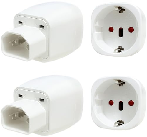 MejaRizon EU auf C14 Stecker, 4 Stück Kaltgerätestecker, C14 auf CEE7, 250V/10A CEE Schuko Adapter, IEC Stecker Geeignet für Rechenzentren, PDU-Einheiten, Kleine Server, Netzwerkgeräte und USV(Weiß)