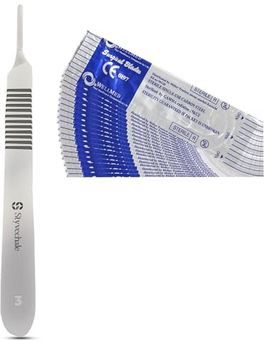 Scalpel Handle No.3 WIth 25 Pcs Scalpel Cutting Edge # 11Perfect For Hobby Arts, Crafts, And Grafting Tool Performance Dermaplaning Handle Pocket Craft