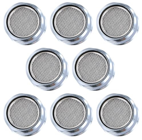 Wasserhansip, Wasserhahn Sieb Strahlregler, 24mm Diffusor Hahn für Küche und Bad, Metallisch Außengewinde Wasserhahn Ersatzteil mit Dichtung (8)
