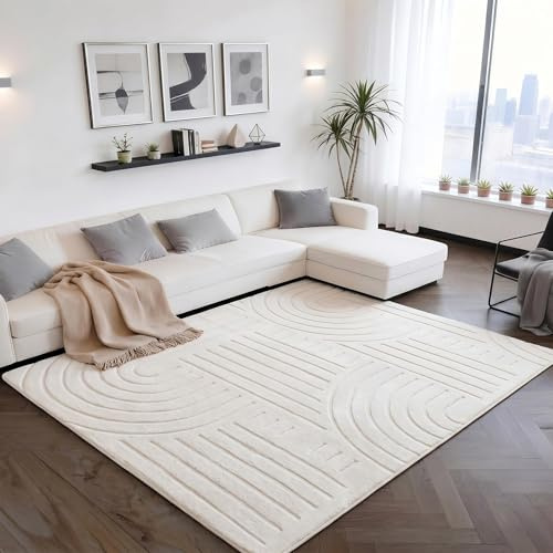 Puremy Teppich Wohnzimmer, Kurzflor Teppiche Wohnzimmer Deko Flauschiger Weich Waschbarer Modern Einfarbiges Teppich für Schlafzimmer, Kinderzimmer, Bettvorleger Matte, Beige, 140x200 cm