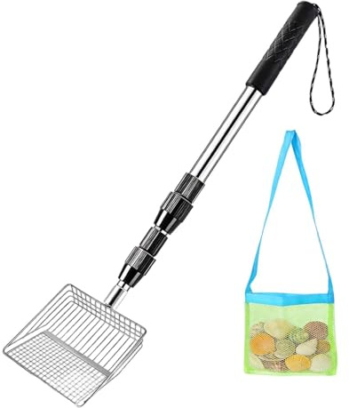 Tamis De Plage | Acier Inoxydable Avec Sac En Filet Inclus | Outils de Chasse sur la Plage et Ramasse-Coquilles,Pour vos vacances d'été, vie marine, activités extérieures, fêtes estivales, bord de mer