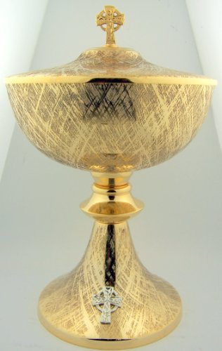Autom Big 9 1/2 Inch Church Chapel Gold Gilded Priest Celtic Cross Chalice Host Ciborium Ciboria