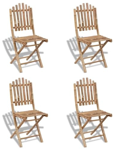 vidaXL 4X Bambus Klappstuhl Gartenstuhl Gartenmöbel Klappstühle Balkon Sühle