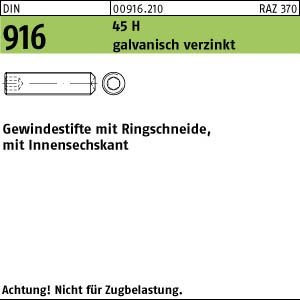 DIN 916/ISO 4029 Gewindestift VG M8x45 Stahl 45H galvanisch verzinkt Innensechskant m. Ringschneide 100 Stk
