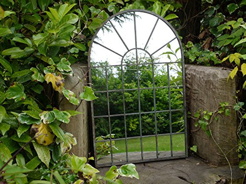 Large Decorative Gothic Arched Door Metal Framed Garden Wall Mirror Arch 77cm