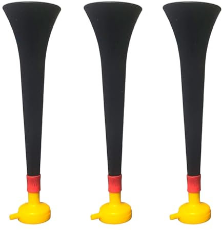 FUN FAN LINE - 3er-Pack Vuvuzelas aus widerstandsfähigem Kunststoff | Animationstrompeten für Fußball, Sportveranstaltungen und Partys | Hupe extremer Lärm 120 DB | Party-Accessoire Fans (Deutschland)