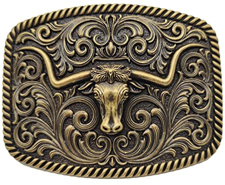 Xwest Bull Belt Buckle Western Cowboy Silver Longhorn Buckles Gürtelschnallen