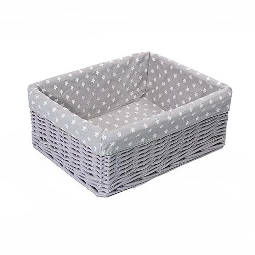 green leaves Hamper Baskets for Gifts Empty, Small Woven Wicker Storage Basket, Pink Wicker Baby Baskets for Hampers, Gifts, Grey Storage Basket Hampers (Grey, Large)
