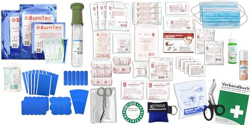 Erste Hilfe SET GASTRO für Betriebe DIN/EN 13157 PLUS 4 INKL. Augenspülung + Kühlgel + detektierbare Pflaster + Hydrogelverbände + Hygiene-Gel & SPRÜHFPFLASTER