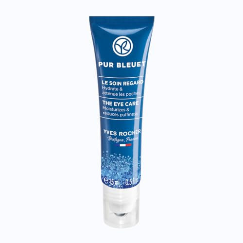 Yves Rocher PUR BLEUET – Gel per gli occhi Roll-On – Raffredda e rinfresca e riduce il gonfiore – Rullo per gli occhi – 15 ml