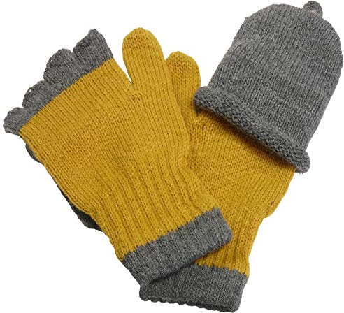 Claus Modes Halbfinger Handschuh mit Klappe in bunten Farben, Farben:senf, Handschuhgröße:3