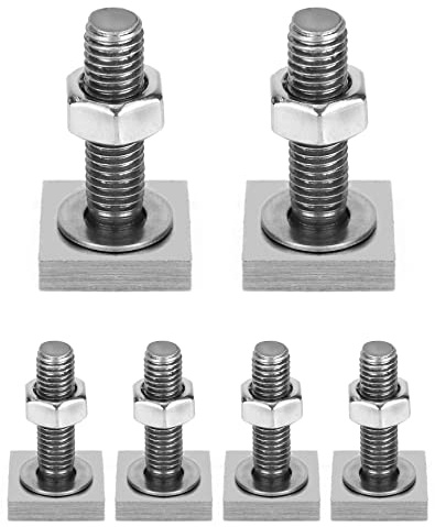 QWORK 6 Stück M6 Nutsteine Dachträger, Edelstahl T-Nut Adapter Nutensteine, 20 x 20 mm Dachträger Relingträger mit Muttern Unterlegscheiben