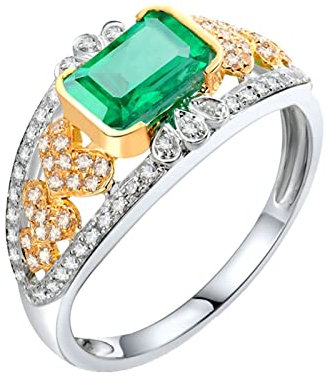 Dsnyu Weissgold 750 Verlobungsring Vorsteckring 1ct Labor Erstellt Smaragd Moissanite Weißgold Trauringe 47 (15.0)