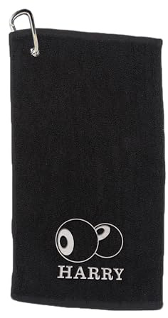 Varsany Personalised Lawn Bowls Towel – Embroidery and Clip 100% Ringspun Cotton Lawn Bowls Accessories - Dad Lawn Bowls Gift - Fathers Day Lawn Bowls Gift