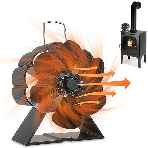jianyana stove fan, 6 Blade Heat Powered Fan log burner fan Woodburner Fireplace Fan Friendly Heat Circulation for Wood/Log Burner/Fireplace