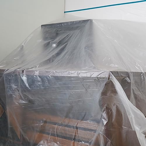 Besto Tape and Drape Masking Film 270cm x 20M | Pre Taped Masking Sheet plastic drop cloth Ideal for auto, wall, furniture, carpet and spraying protection suitable for outdoor and indoor area
