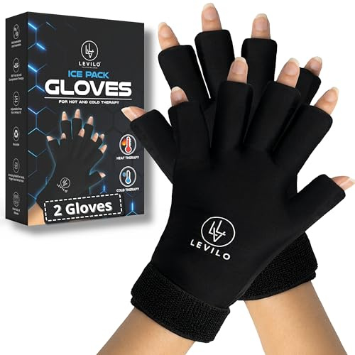 LEVILO Finger-Arthritis-Kompressions-Eispack-Handschuhe (2 Stück) wiederverwendbare Hand-Eisbeutel zur Schmerzlinderung, Eishandschuhe für Arthritis-Hände, Karpaltunnel, Handgelenkschmerzen,