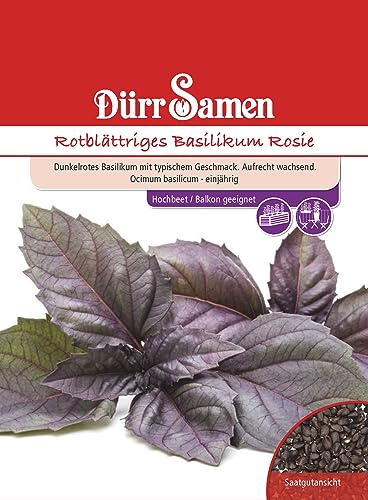 Roter Basilikum Rosie Samen Basilikumsamen ca 100 Korn Küchenkräuter Kräutersamen Saatgut Balkon Garten Hochbeet Kübel Dürr Samen