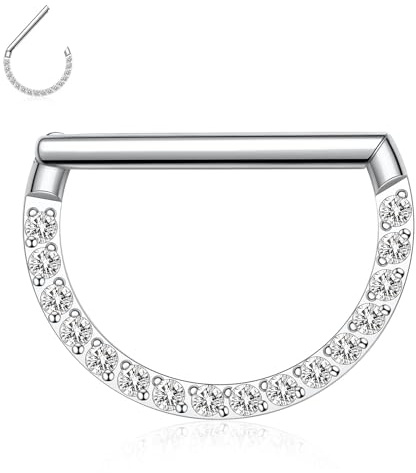 Nasenring Gerader Stab Septum Schmuck 16G 18G Septum Ring Ohrringe Chirurgenstahl Halbkreis Muschel Tragus Knorpel Rook Helix Hoop Ohrring Ausgerichtet Segment Clicker Ring Septum Piercing Schmuck