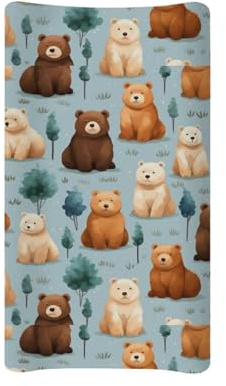 BYCHECAR Bear Baby Wickelauflagen-Bezüge, ultraweich, atmungsaktiv, Wickeltischauflage für Jungen und Mädchen, Kinderzimmer, Wickeltisch-Bezug, blau