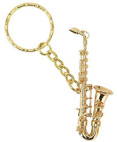 Luqeeg Saxophon-Schlüsselanhänger, Zarter Anhänger, Hübsch und Niedlich, Miniatur-Blechblasinstrument für Musikliebhaber, Geschenke, mit Rotem Samtetui, für Schlüssel, Geldbörse,