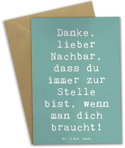 Mr. & Mrs. Panda babykarte Spruch Danke Nachbar - Geschenk, Nachbarschaftlichkeit, sagen, einladungskarten, Nachbarliebe, handgefertigt, weihnachtskarten, Bedanken, hochzeitskarten, Aufmerksamkeit