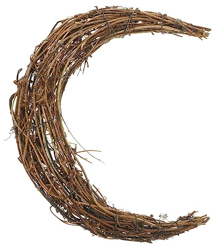 TOPBATHY 3pcs Natural Rattan Grapevine Wreath Ring Moon Shape Diy Christmas Decor Wreath for Front Door Home Decor
