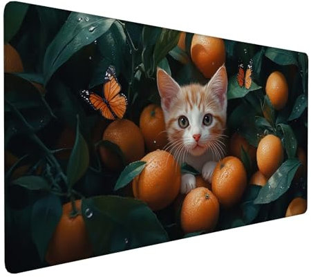 Katze Mauspad 800 x 400 x 3 mm,XXL Gaming Mauspad Grün,Verlängertes Groß Mauspad Schreibtischauflage,Wasserdicht Mauspad,Genähte Kanten Mauspad,rutschfeste Gummibasis,Mauspad Gamer,Geschenk Y-94