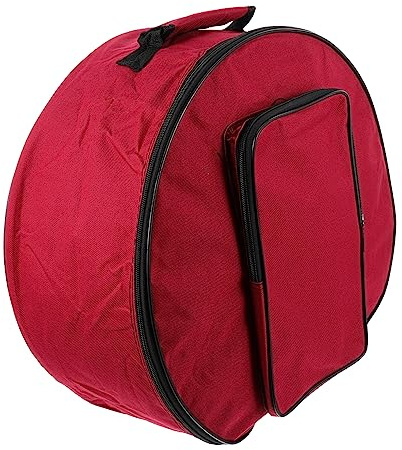 Rot Gepolsterte Schlagzeugtasche für 13 bis 14 Zoll Snare Drum | Oxford Gewebe, mit Trageriemen, Tragbar für Außenauftritte, Zubehör für Snare Drums, Einzelpack