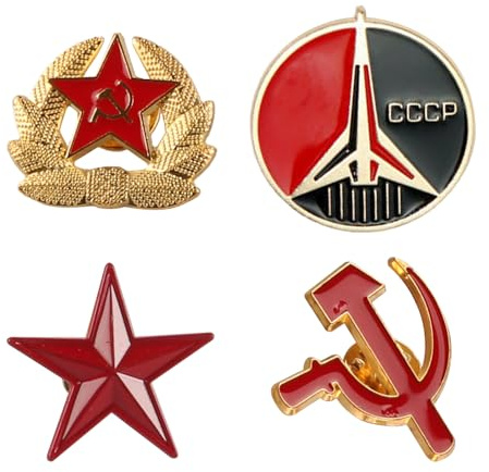 Sarini 4 broches con Emblema de Estrella de Metal, símbolo de Estrella, Hoz, Martillo, Insignia para Ropa, Bolsos, Chaquetas y Accesorios de joyería