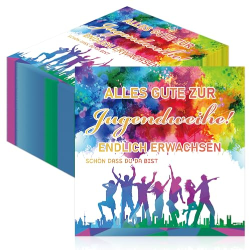 GreenYeah 100 Stück Jugendweihe Servietten Tischdeko, Alles Gute zur Jugendweihe, Papierservietten Schön Dass Du Da Bist Partyzubehör 33 x 33 cm